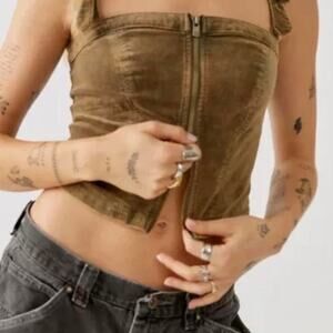 Olive green faded cargo bustier top